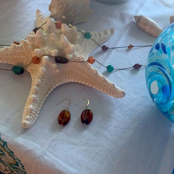 Necklace and Earrings Earth Tone Stone - Picture 1 of 5